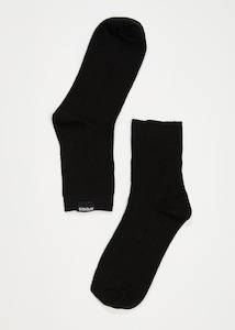 Womens: AFENDS THE ESSENTIAL - RIB SOCKS - BLACK