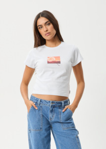 Womens: AFENDS FILM BABY TEE - WHITE