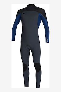 O'NEILL HYPERFREAK FIRE BACK ZIP FULL 3/2MM WETSUIT - GUNMETAL/BLACK/MARINE