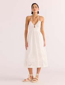 MINK PINK ROMINA BRODERIE MIDI DRESS - WHITE