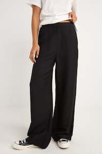 W Pants: RHYTHM STEVIE WIDE LEG PANT - BLACK