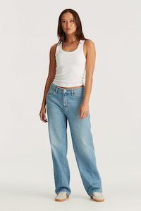 W Pants: WRANGLER MID JOPLIN RELAXED JEAN - GEMSTONE BLUE