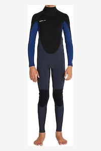 O'NEILL KIDS DEFENDER BACK ZIP 4/3mm WETSUIT - GUNMETAL / BLACK / MARINE