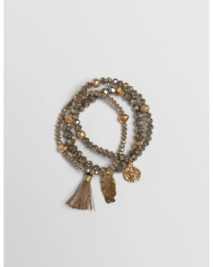 Womenswear: Stella + Gemma - Set of 3 smoky quartz bead bracelets