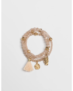 Stella + Gemma - Set of 5 rose quartz bead bracelets