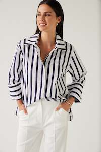 Tuesday Mark Shirt  - Navy Stripe