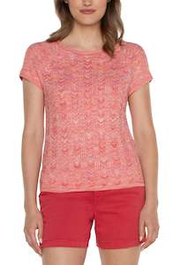 Womenswear: Liverpool Short Sleeved Raglan Top - Sugar Coral