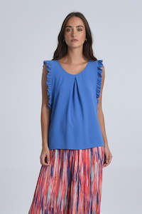 Molly Bracken Sleeveless Ruffle Top - Blue