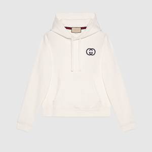 Sweatshirts: Gucci Cotton jersey hooded sweatshirt Off white