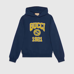 Gucci Cotton jersey hooded sweatshirt Navy