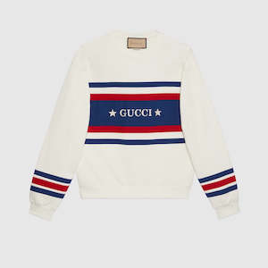 Gucci Cotton jersey sweatshirt with embroidery Off white