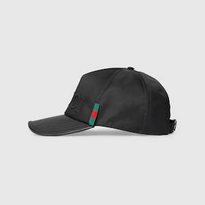 Hats: Gucci Nylon Black Baseball hat with Gucci logo