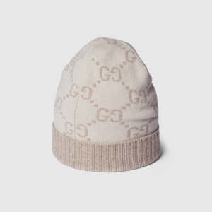 Gucci GG Cashmere Jacquard Hat Off white and beige