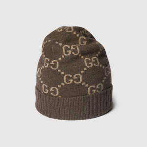 Gucci GG cashmere jacquard hat Brown and beige