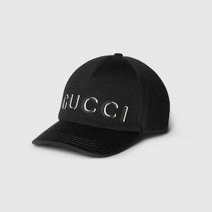 Gucci Embroidered Wool Baseball Hat Black