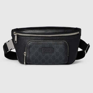 Gucci Small GG Black leather belt bag with tag