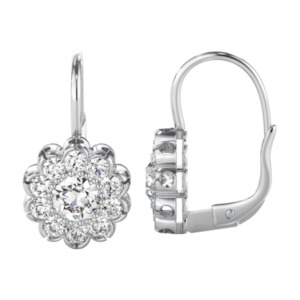 18ct White Gold & Diamond Old Italian Earrings