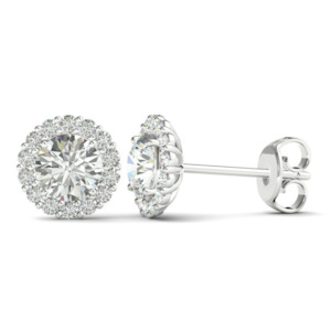 18ct White Gold & Diamond Halo Stud Earrings