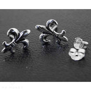 Sterling Silver Fleur de Lis Stud Earrings