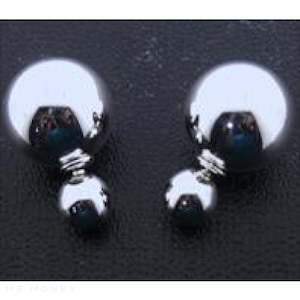 Silver Electroform Double Ball Earrings 14 x 10mm