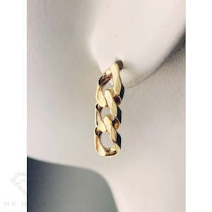 Modern Cuban Link 9ct Gold Earrings