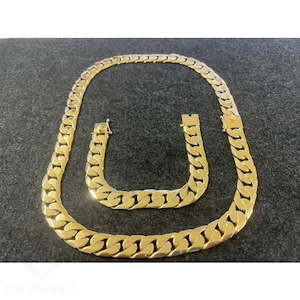 9ct Big Boss Cuban Link Gold Chain + Matching Bracelet