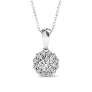 18ct White Gold & Diamond Halo Pendant