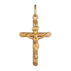 Jewellery: 9ct Twist Crucifix Pendant