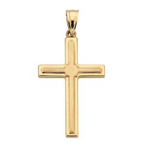 9ct Satin Top Cross Gold Pendant