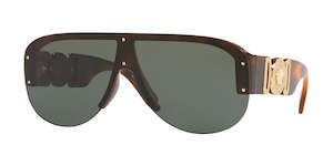 Versace Flat Frame Havana Oval Medusa Temple Sun Glasses