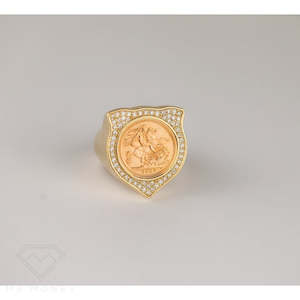 Half Sovereign Modern Shield Ring 9ct Gold