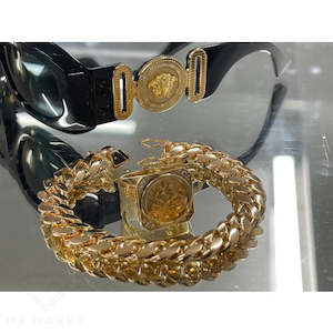 CURB LINK FLASHY GOLD BRACLET 22cm