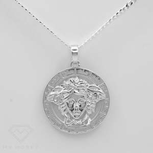 Sterling Silver Medusa Pendant Large + Chain Combo