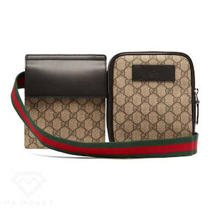 Gucci Belt Bag GG Supreme Web Waist Strap Black/Beige