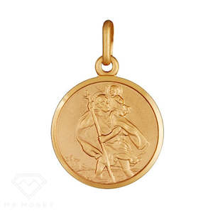 Saint Christopher 9ct Gold 20mm Round Pendant