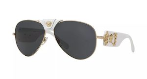 Versace White/Gold Aviator Sunglasses