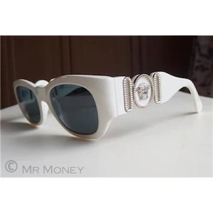 Gianni Versace Oval Medusa Sunglasses White/ Silver