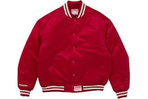 Supreme Mitchell & Ness Satin Varsity Jacket (FW24) Red