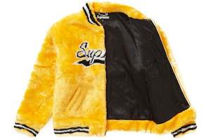 Clothing: Supreme Faux Fur Varsity Jacket Yellow