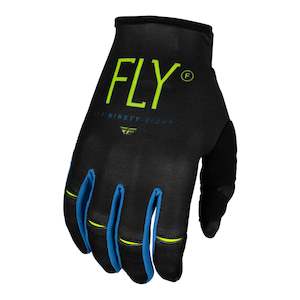 Fly Racing 1: Fly Racing 2024 Youth Kinetic Gloves - Charcoal / Neon Green / True Blue