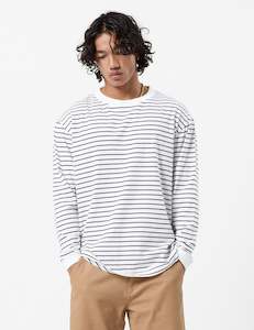 Vanders Longsleeve Breton Stripe Tee - Black White