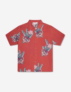 Zed Bowler Shirt - Red Tropical Print