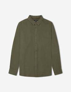 Clothing wholesaling: Linen Long Sleeve Shirt - Fatigue