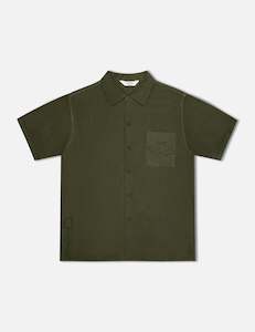 Huck Embroidered Short Sleeve Shirt - Fatigue