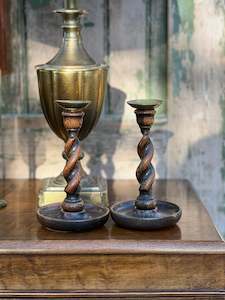 Oak Barley Twist Candlestick