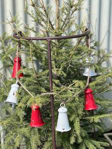 Homewares: Red & White Metal Bell Garland