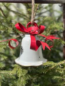 White Metal Bell With Red Bow