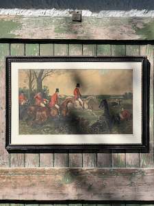 Antique Framed J. Harris Fox Hunting Print #2