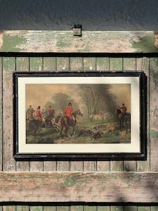 Antique Framed J. Harris Fox Hunting Print #1