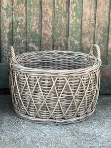 Large Cross Weave Round Basket